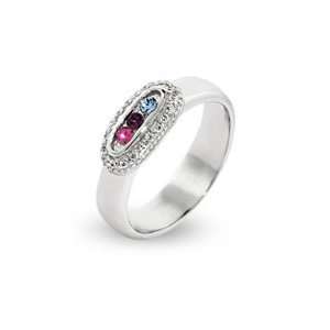  3 Stone Sparkling Pave Set Austrian Crystal Mothers Ring Jewelry