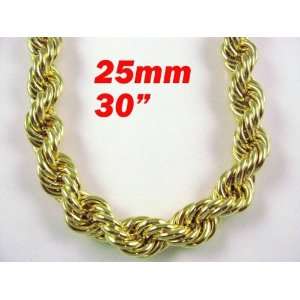    Hip Hop Gold Heavy Plated Fat Rope Chain 25mm RUN DMC: Jewelry