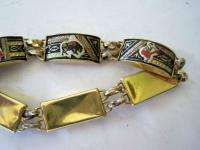 Spanish Damascene Matador Bullfighting Bracelet Enamel on Brass  