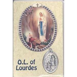 Our Lady of Lourdes Cards with Medals   Prayer Cards   Saints Cards 