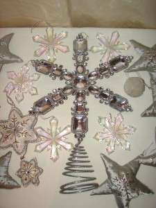 Jewelled Star Christmas Tree Topper Glitzy With Stars Snowflakes 
