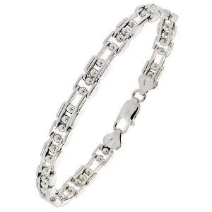 Sterling Silver 9 in. binario Bar Beaded Bracelet (Also Available in 8 