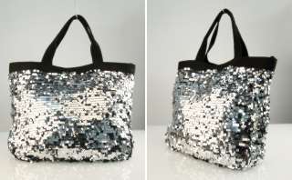 MOGAN Dazzling Allover SEQUINED Large Tote BAG Slouchy Oversized Purse 