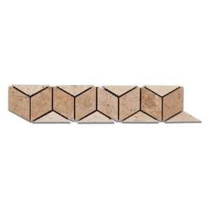 Noce & Ivory Travertine Cagliari Tumbled Border / Listello   Lot of 50 