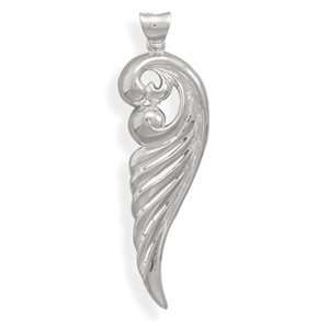   Silver Polished Ornate Angel Wing Pendant West Coast Jewelry Jewelry