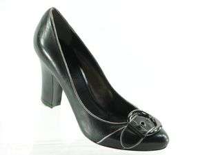   STUDIO 9 Black w/ Silver Trim Buckle Pumps Heels Shoes 10 M  