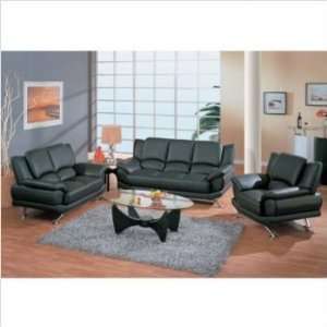    Rogers Black Leather 3 piece Living Room Set