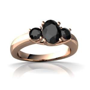  14k Rose Gold Oval Genuine Black Onyx Ring Size 6 Jewelry