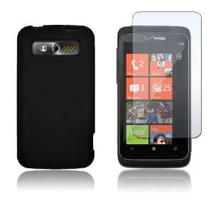  HTC 7 TROPHY T8686   BLACK SOFT SILICONE SKIN CASE COVER + CLEAR 