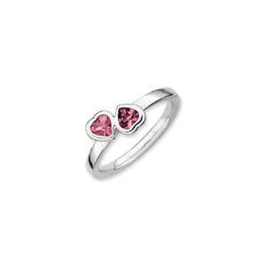   Stackable Expressions Dbl Heart Pink Tourmaline Ring, Size 10: Jewelry