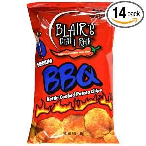 Blairs Death Rain BBQ Kettle Chip, 5 Ounce Units (Pack of 14)  