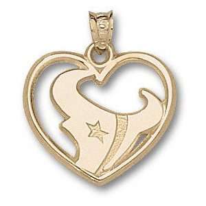  Houston Texans Solid 10K Gold Horn Logo Heart Pendant 