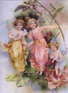 Fairies in the Tree Vintage Repro Brand New Greeting Card