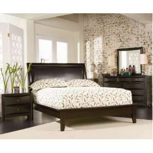 Cappuccino Platform California King Size Bed 5pc Set: Includes CalKing 