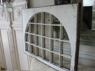 THE BEST Old Architectural ARCHED WINDOW FRAME 22 Panes Chippy White 