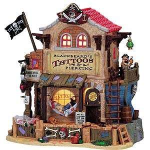 Lemax Halloween Spooky Town Blackbreads Tattoos Lighted House #75551 