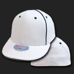   : WHITE BLACK BASEBALL PIPED FLEX FIT FITTED CAP HAT: Everything Else