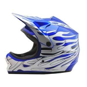 DOT Youth Blue Flame Dirt Bike ATV Motorcross Off road Helmet (M:20.1 