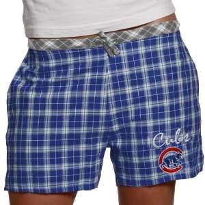   Cubs Ladies Navy Blue Heritage Plaid Pajama Shorts