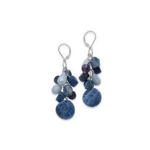   Silver, Sodalite, Amethyst & Blue Lace Agate Beaded Earrings Jewelry
