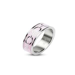   : Stainless Steel Pink Enamel Love Links Ring Band Ring R199: Jewelry