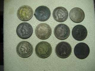 LOT OF 12 BETTER DATED INDIAN HEAD PENNIES 1859 1909  