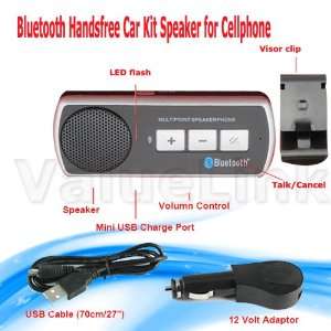   Bluetooth Handsfree Car Kit Speaker for Cellphone + Rechargeable
