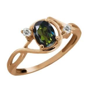   Tourmaline Green Mystic Topaz and Topaz 18k Rose Gold Ring: Jewelry