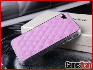 New Pink Deluxe Leather Chrome Case Cover for iPhone 4 4G 4S New in 