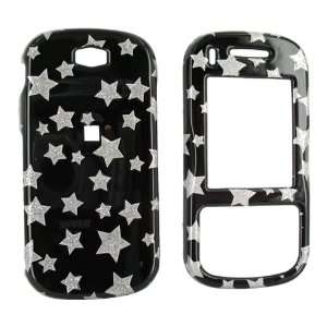  For Samsung Trance Hard Plastic Case Silver Stars Black 