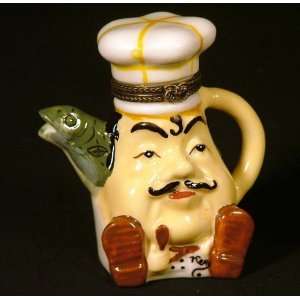    Gourmet Chef Hat Teapot Hinged Trinket Box phb NEW