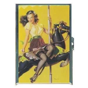 PIN UP GIRL CAROUSEL HORSE ID Holder, Cigarette Case or Wallet: MADE 