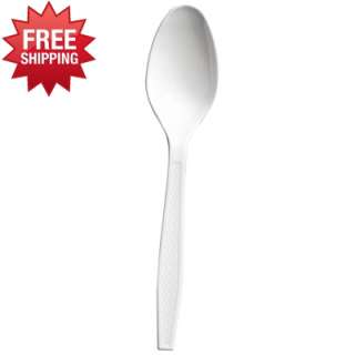   White Wrapped Polypropylene Cutlery, Plastic Teaspoons   BWK  