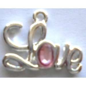 BUY 1 GET ONE OF SAME FREE/Jewelry/Charms Silver LOVE Charm w/Pink 