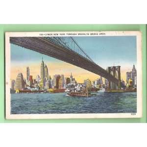 PostcardBrooklyn Bridge Arch Lower New York City 1941 