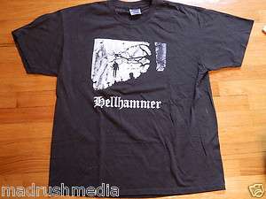 Hellhammer Logo XL Gray T Shirt   Black Metal  