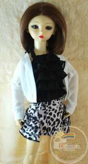 Dollfie SD Girl Outfit Wh/Black Milk Cow Ruffle Skirt  