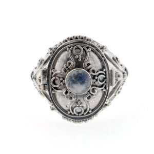   Moonstone Poison Box Locket Ring Size 6(Sizes 4,5,6,7,8,9,10): Jewelry