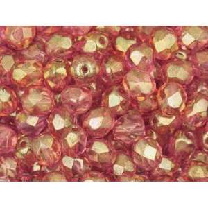   Fire Polished Bead 6mm Pink Luster (50pc Pack) Arts, Crafts & Sewing