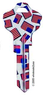 Kwikset Titan Lock Color Key Blank KW10   USA Flag 2  
