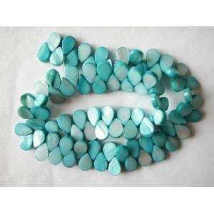  12mm blue shell flat teardroop beads 15.5