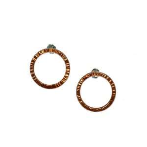  John S Brana Handmade Chased Copper Hoop Earrings Jewelry