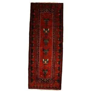   Red Persian Hand Knotted Wool Hamedan Runner Rug: Furniture & Decor