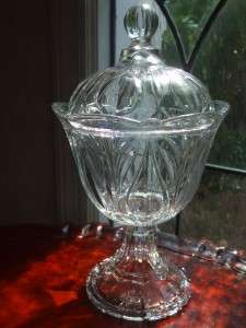 Soga Japan Crystal Tall Lidded Candy Bowl Footed Dish  