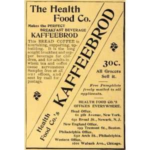  1895 Ad Kaffeebrod Bread Coffee Health Food Company 30c 