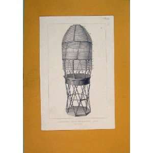   C1850 Light House Fixed Catadioptric Light Old Print