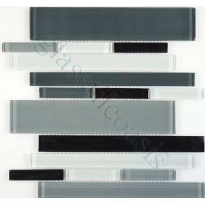  Black & Grey Random Bricks Grey Piano Series Glossy Glass 