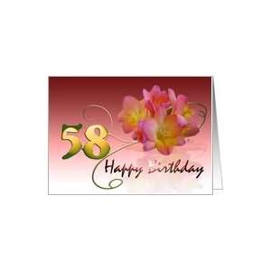  Happy 58th Birthday Oleander Flower curly coil pink flower 