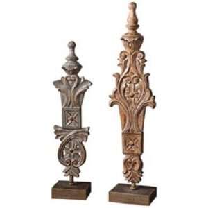  Set of 2 Uttermost Taiki Large Distressed Finials: Home 