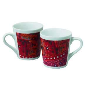    UNICEF Ceramic Mugs, Indian Brocade Design: Kitchen & Dining